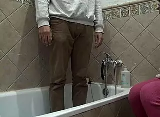 Why watch me wash my dirty cock, stepmom? stepson asks in taboo shower scene.