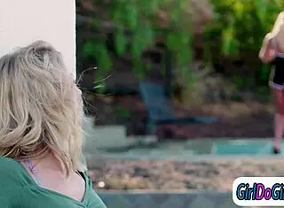 Blonde Wife Boldly Cheats By Facesitting Hot Poolgirl And Licking Shaved Pussy