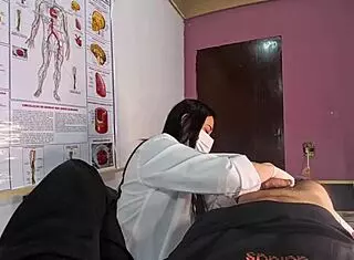 Erection Surprise in Front of the Nurse with Blowjob and Intense Fucking Action