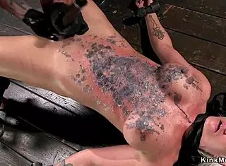 Feel this waxed blonde in device bondage getting toyed with rough gagging and squirting