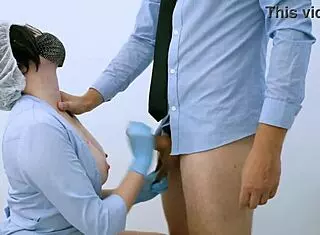 Hey the nurse is testing this huge strong dick with prostate massage to collect sperm sample 😷🩺