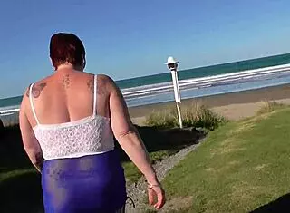 Kiwi Trashy Milf Forced To Walk In See Through Clothes At Beach Before Public Creampie Fuck