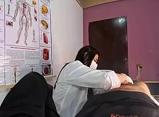 Erection Surprise in Front of the Nurse with Blowjob and Intense Fucking Action