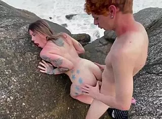 She asked me to take photos of her in SC but I couldn't resist fucking her bareback behind the rocks