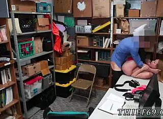 Police strapon dominates as redhead cop spots petite teen in office uniform encounter.