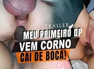 TRAILER My First DP - Stretched in Front of Cuckold Husband Cristina Almeida!