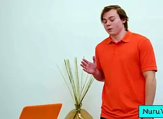 Sexy teen 18+ masseuse Delilah Day tells Anthony Pierce she's covering her naked body in nuru gel for that slippery rub.