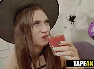 Three gorgeous brunette demon girls in cosplay costumes crave hardcore anal group sex to drain college student's massive cock