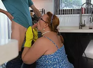 Intense kitchen encounter with step mommy