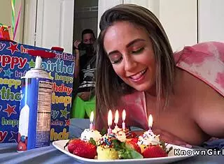 natural busty teen 18+ bangs at bday