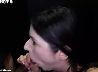 anna does fantastic job draining 10 cumshots with tongue at gloryhole for cum in mouth