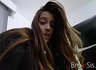 I feel so aroused watching brunette sister Abbie Maley get remotely rammed with intense passion