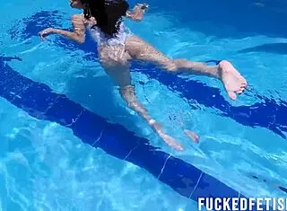 Sexy Helen Star In Diving Mask Pool Fun With Big Natural Tits