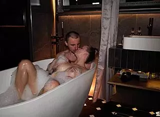 Helping Stepmom Relax with Kissing and Fucking in Hot Bathtub