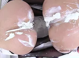 Henessy And Kerry Kreme Take Turns Sucking And Riding Black Cock. Ass Gapes From Rough Anal Licking And Farting.