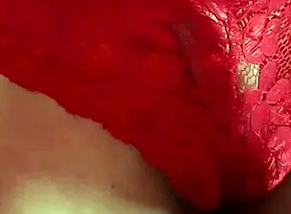 modeling my red lace thong, feeling sexy in lingerie 😘