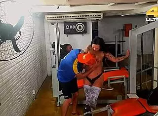 big cock creampie in milf pussy at brazilian interracial gym session