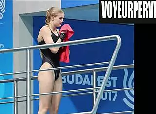 Womens high diving bikini legs candid