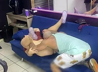 Wife fucks tattoo artist with muscular bodybuilder friend in mmf 3some. Cuckold husband watches gaping pussy humiliation.