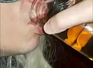 blindfolded bisexual crossdresser swallows own pee from girlfriend in homemade humiliation