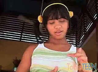 Tobie Teen 18+ Fingers Herself in Solo Scene with Petite Latina Brunette Teasing