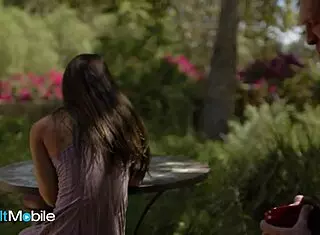 abbie maley and pierce paris embraced passionately in the secluded nature spot