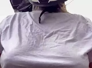 Motogirl from 99 picks up male passenger and asks him to rub her nipple tips while riding