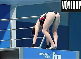 Womens high diving bikini legs candid