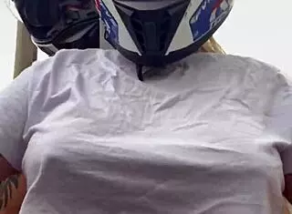Motogirl from 99 picks up male passenger and asks him to rub her nipple tips while riding