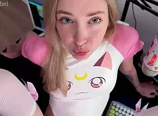 Stepsister gets caught on webcam doing crazy fetish stuff with her small tits and cute ass in the kitchen