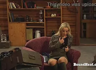 Naughty big natural tits lesbian slave got bound in bondage for femdom punishment by horny mistress. She reached intense orgasm from pussy fingering and cunilingus in submissive domination play.