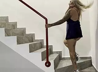 Blonde housewife with big ass and natural tits gets double cum covered in Mexican motel 3some