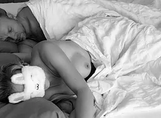 Husband wakes up blindfolded wife with intense fingering to orgasm, then cums on her face after rough hardcore fucking in bed. This blonde milf takes huge cock deep with wet pussy action.