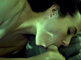 damn, this cute brunette neighbor gives a sloppy pov blowjob and takes a huge cumshot mouthful