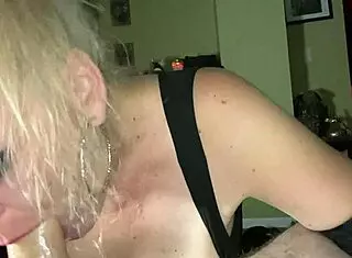 Jenna Jaymes delivers long blowjob on big dick with deepthroat action from curvy blonde milf pornstar wife sharing her sexy skills