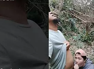 Outdoor blowjob turns intriguing with young asian beauty and her tight wet pussy in first time creampie