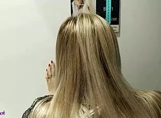 letty black caught giving blowjob in dressing room but she swallows cum anyway