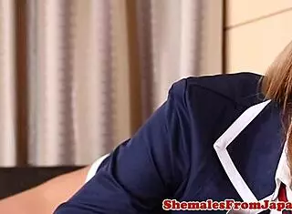 Smalltits ladyboy gives close up blowjob in pov before asian japanese missionary action.