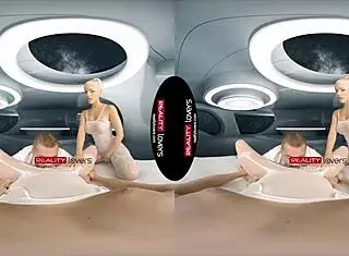 hey, let's dive into this wild threesome with blonde big tits deepthroat and pussy licking in space