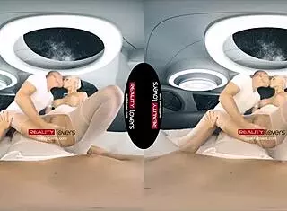 hey, let's dive into this wild threesome with blonde big tits deepthroat and pussy licking in space