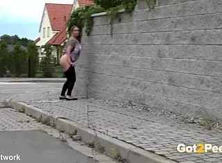 Blonde Bubble Butt Blonde Flashes in Public City Pissing