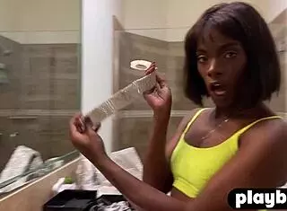 Petite Ebony Babe Ana Foxxx Strips Naked To Reveal Body For Solo Pussy Fingering Masturbation.