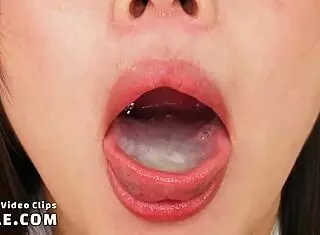she casually shows cum in mouth during asian blowbang loop