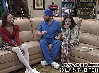 i spit out the doctor's cum so he fucks me missionary and blasts jizz on my natural tits.