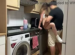 While I talk on phone with boyfriend my stepdad eats my shaved pussy and fucks me hard until creampie inside