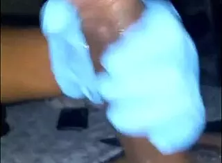 pretty girl gives spit handjob