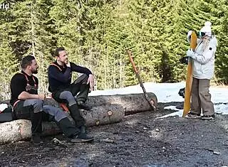 sexy snowboarder brittany bardot invites lumberjacks for dp threesome gp2970