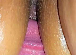 Sexy Latina wife shows tight pussy in close up. She gets wet and creamy during missionary pounding.