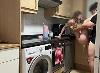 While I talk on phone with boyfriend my stepdad eats my shaved pussy and fucks me hard until creampie inside