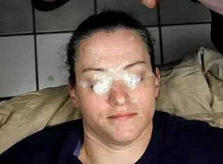 Huge homemade facial blasts cum right into her eyes with close-up double shots and dirty talk action.